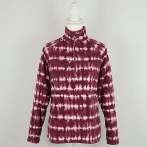 Eddie Bauer Women's Small Pink White 1/4 Zip Lightweight Fleece Pullover